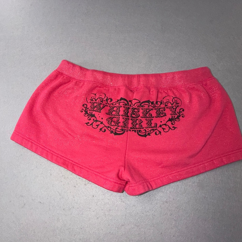 Toby Keith Lounge Shorts Womens L Pink Whiskey Girl Graphic Shimmer